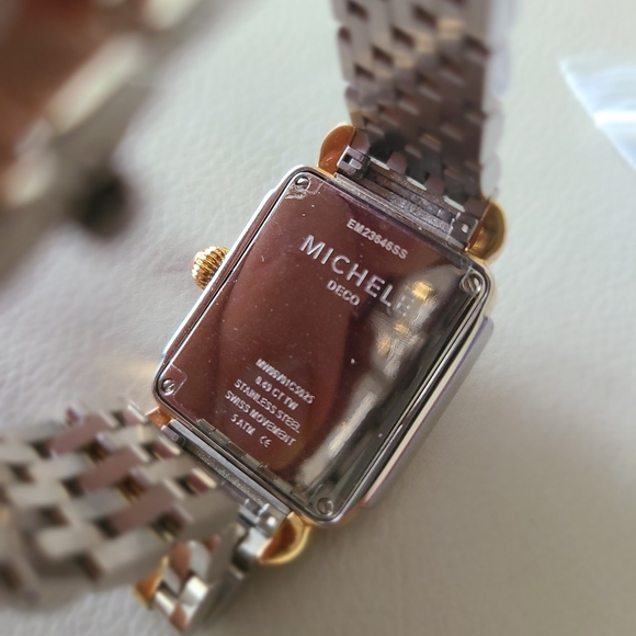 MICHELE Deco 16 Two Tone Diamond Gold and Silver Ladies Watch MWW06V000023 - Picture 6 of 6